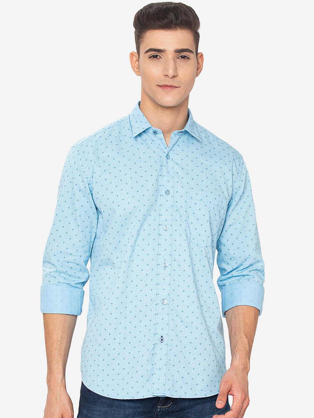 

Greenfibre Men Blue Slim Fit Printed Casual Shirt