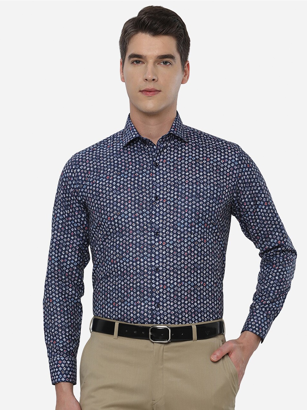 

Greenfibre Men Blue Slim Fit Printed Formal Shirt