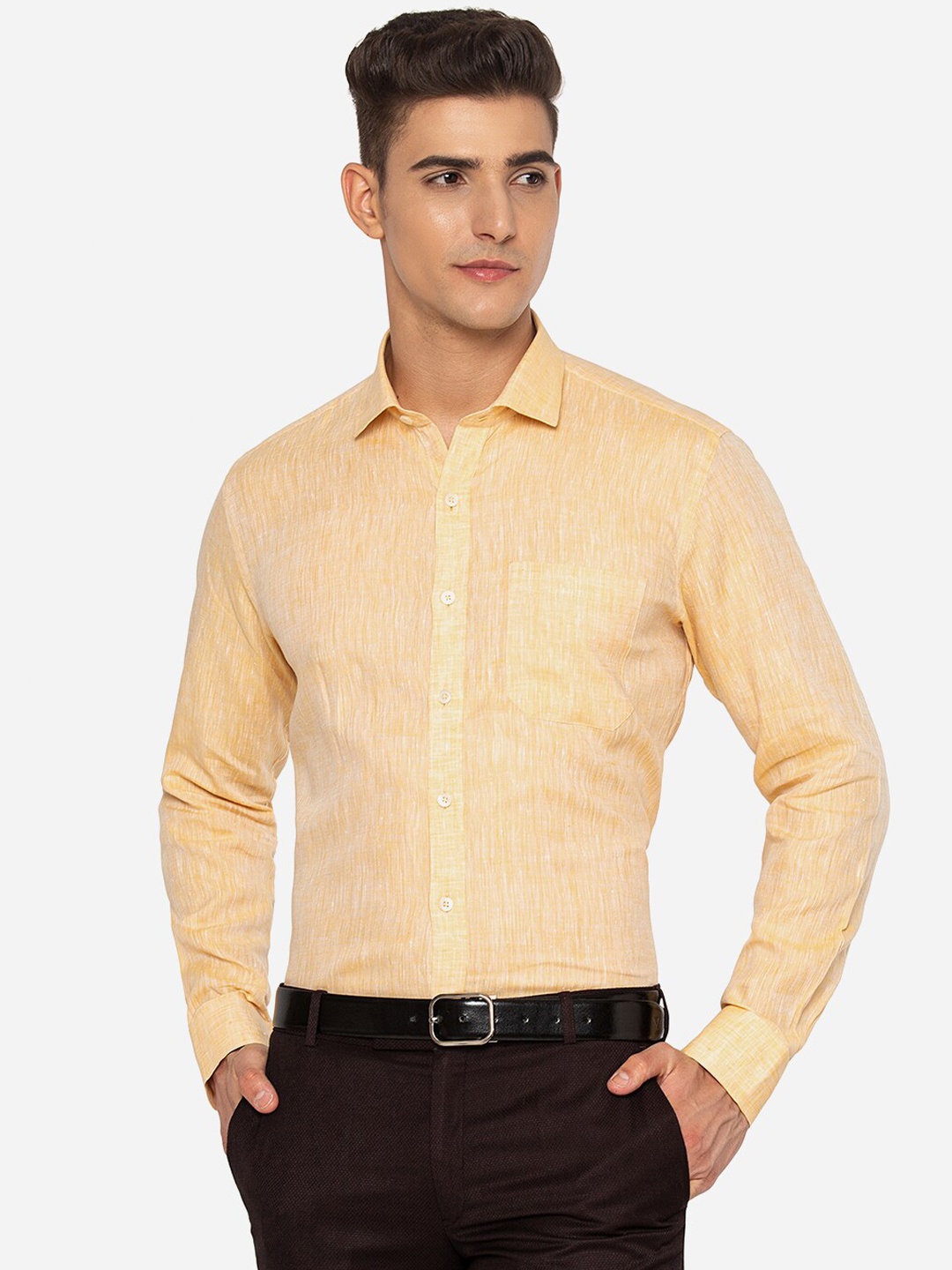 

JADE BLUE Men Yellow Casual Shirt