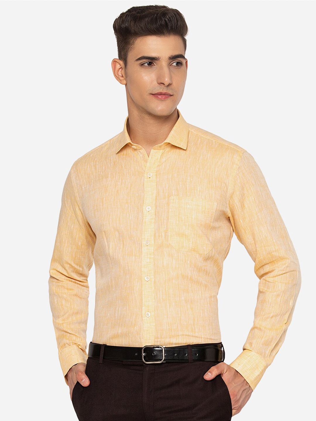 

JADE BLUE Men Yellow Casual Shirt