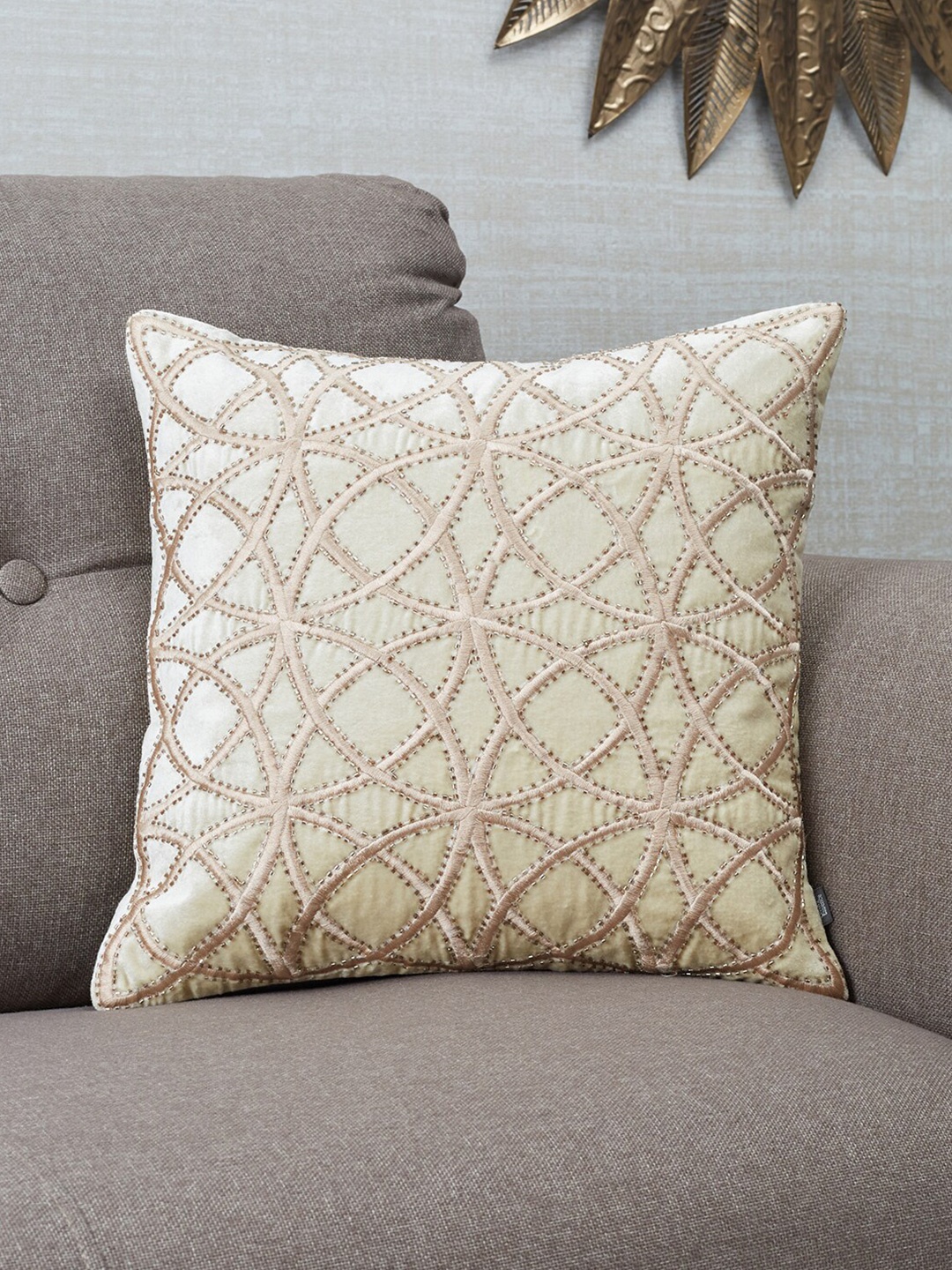 

HomeTown Beige Geometric Square Cushion Covers