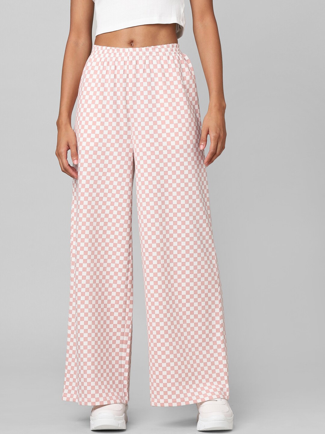 

ONLY Women Pink Printed High-Rise Trousers