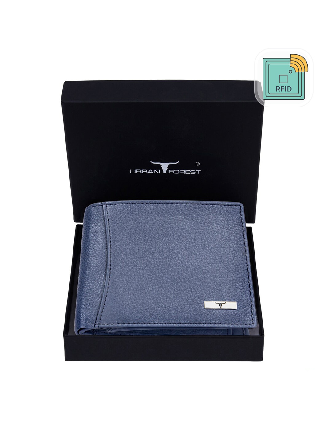 

URBAN FOREST Men Blue Leather Two Fold Wallet
