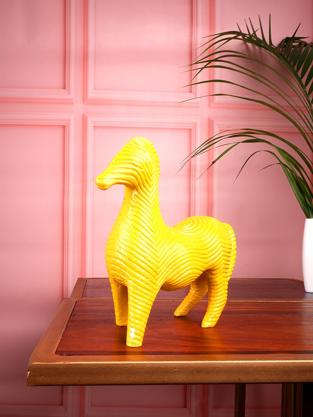 THE WHITE INK DECOR Yellow Zebra Figurine Showpiece