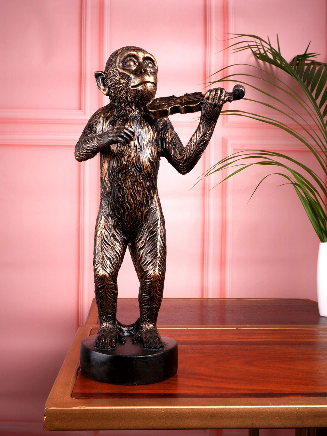 

THE WHITE INK DECOR Brown Solid Monkey Showpiece