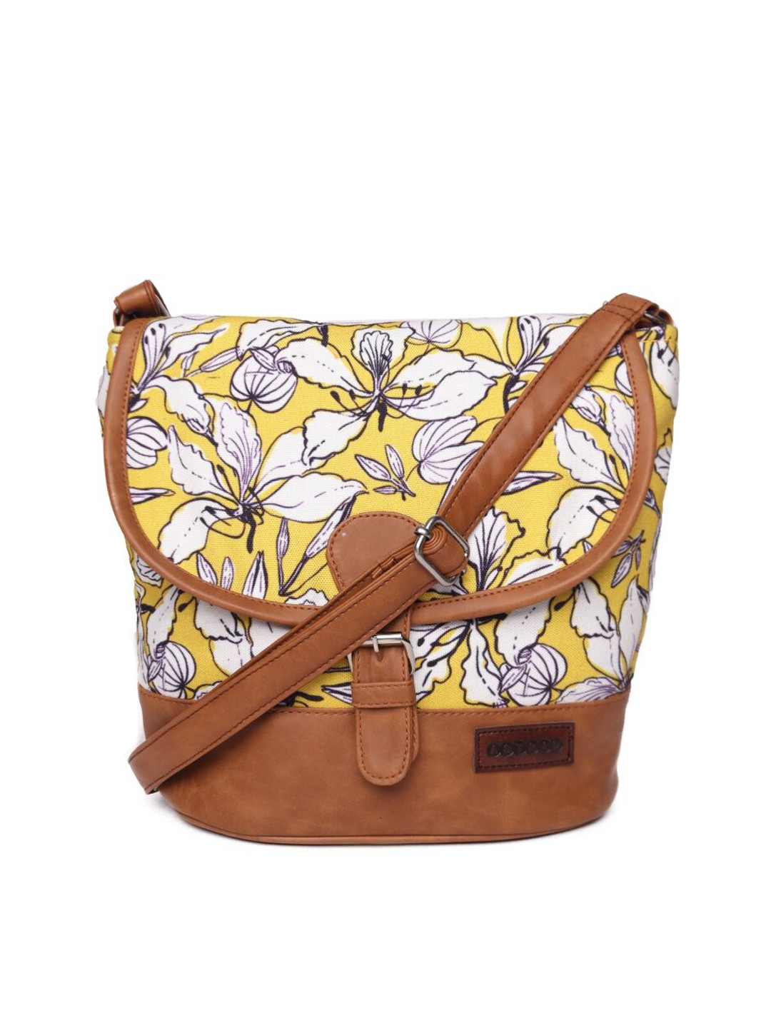 

ASTRID Yellow Floral Printed Structured Sling Bag