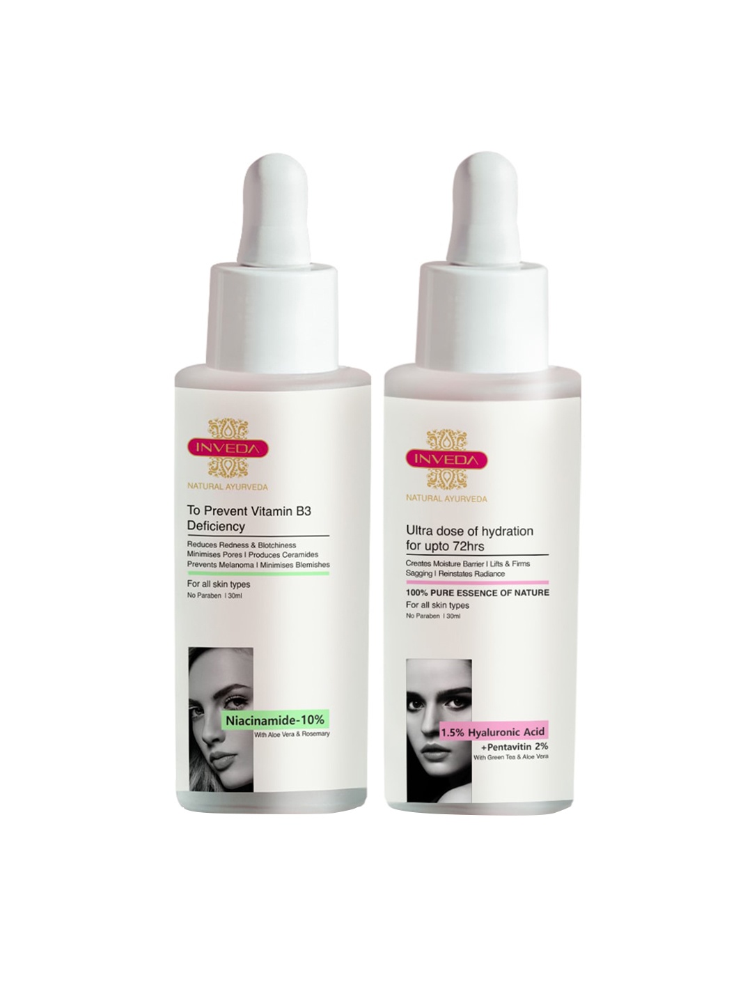 

Inveda Pack Of 2 Vitamin B3 & Hyaluronic Acid Serum, Multi
