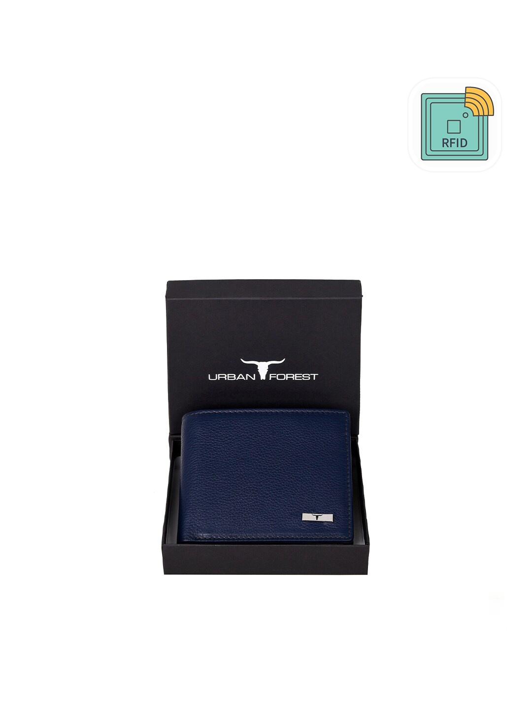 

URBAN FOREST Men Blue Leather Two Fold Wallet