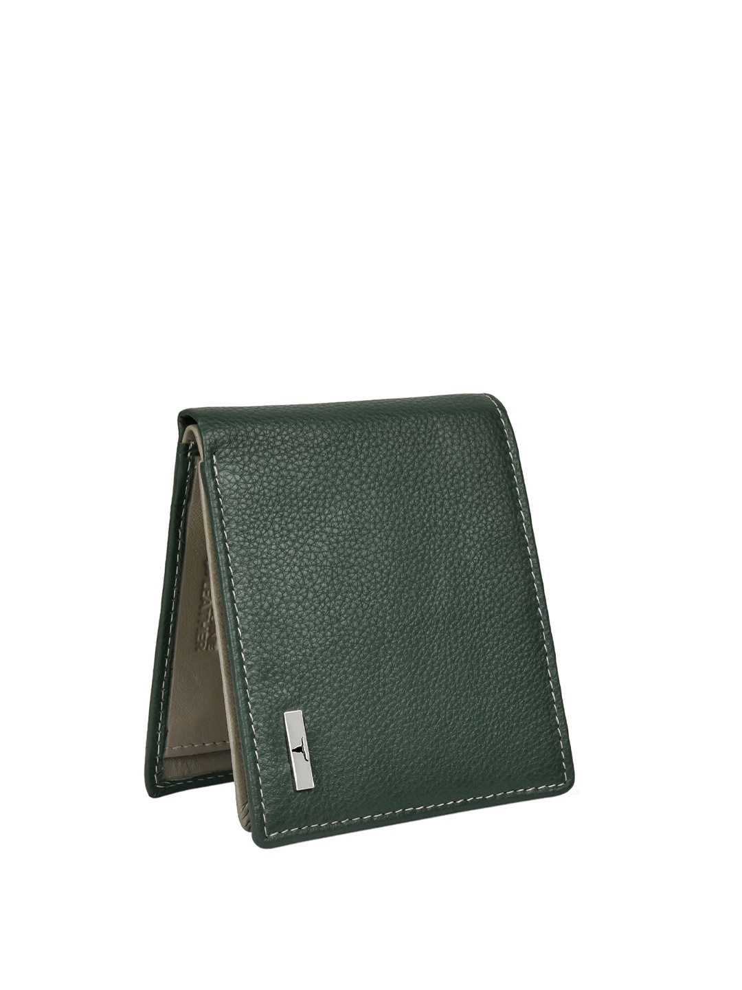 

URBAN FOREST Men Green Leather Two Fold Wallet