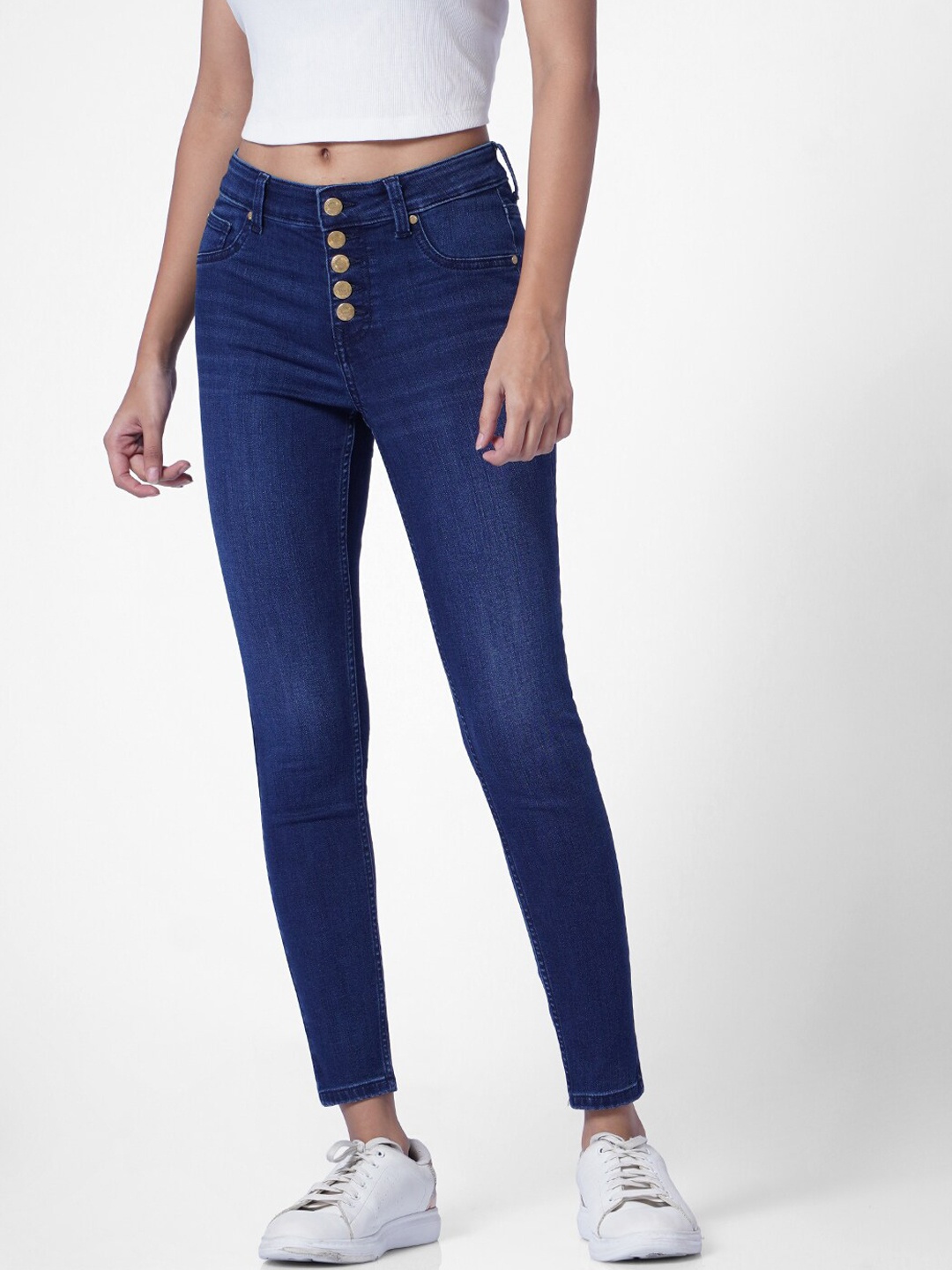 

ONLY Women Blue Skinny Fit High-Rise Light Fade Jeans