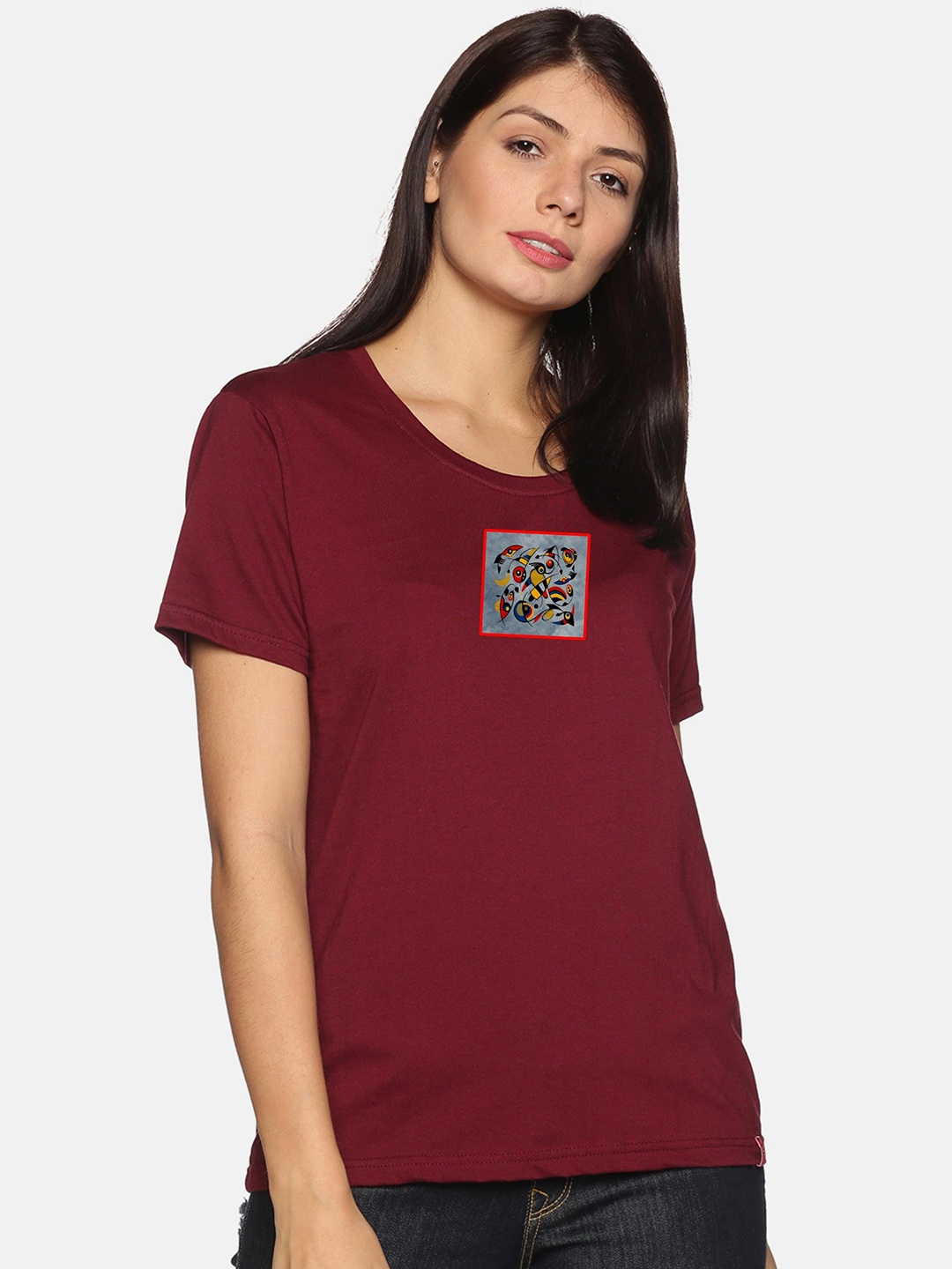 

NOT YET by us Women Maroon Printed T-shirt