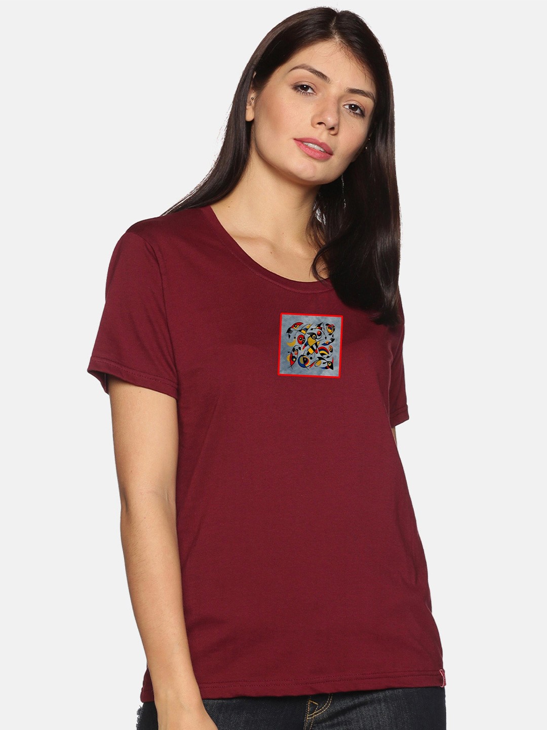 

NOT YET by us Women Maroon Printed T-shirt