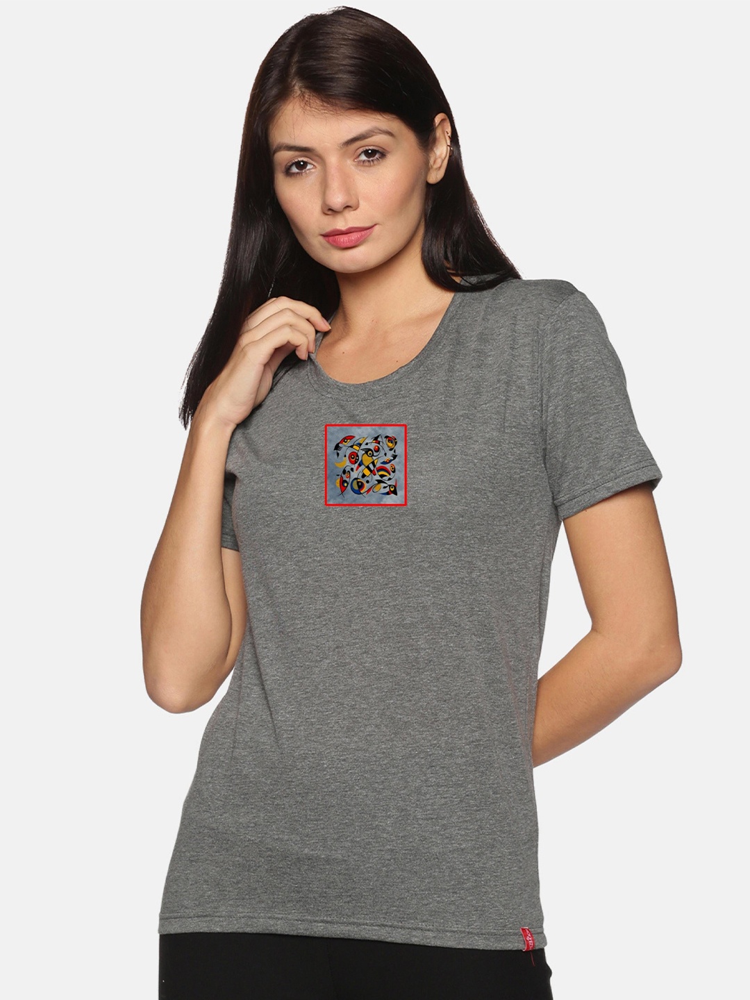 

NOT YET by us Women Grey Printed T-shirt