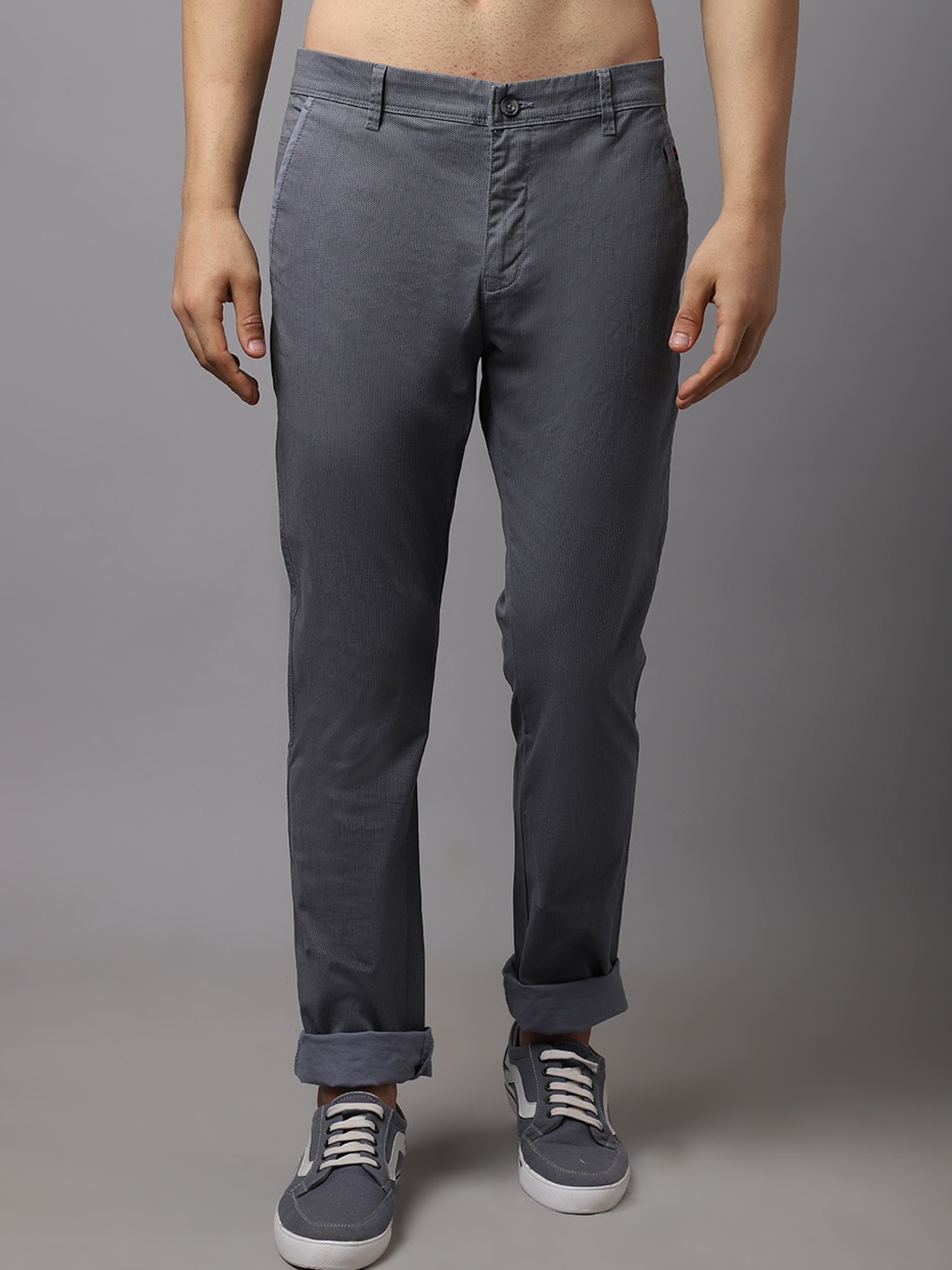 

Cantabil Men Grey Solid Trousers