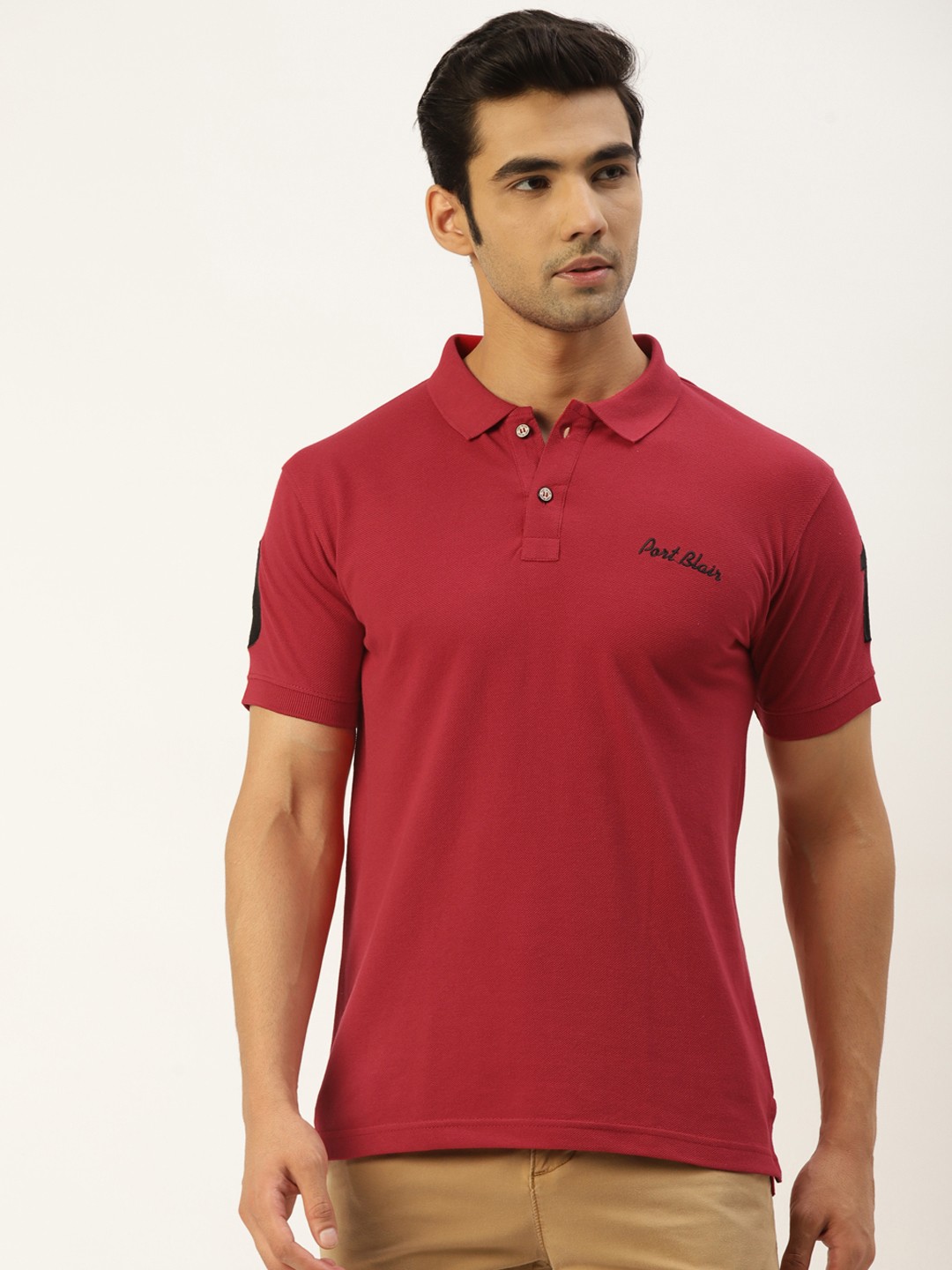 

PORTBLAIR Men Maroon Polo Collar Slim Fit T-shirt