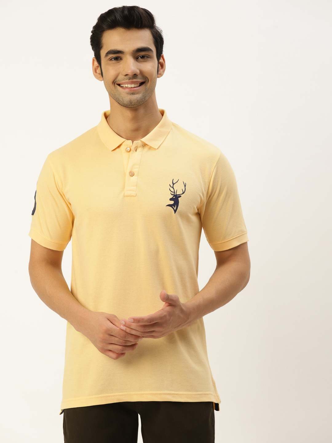 

PORTBLAIR Men Yellow Solid Polo Collar T-shirt