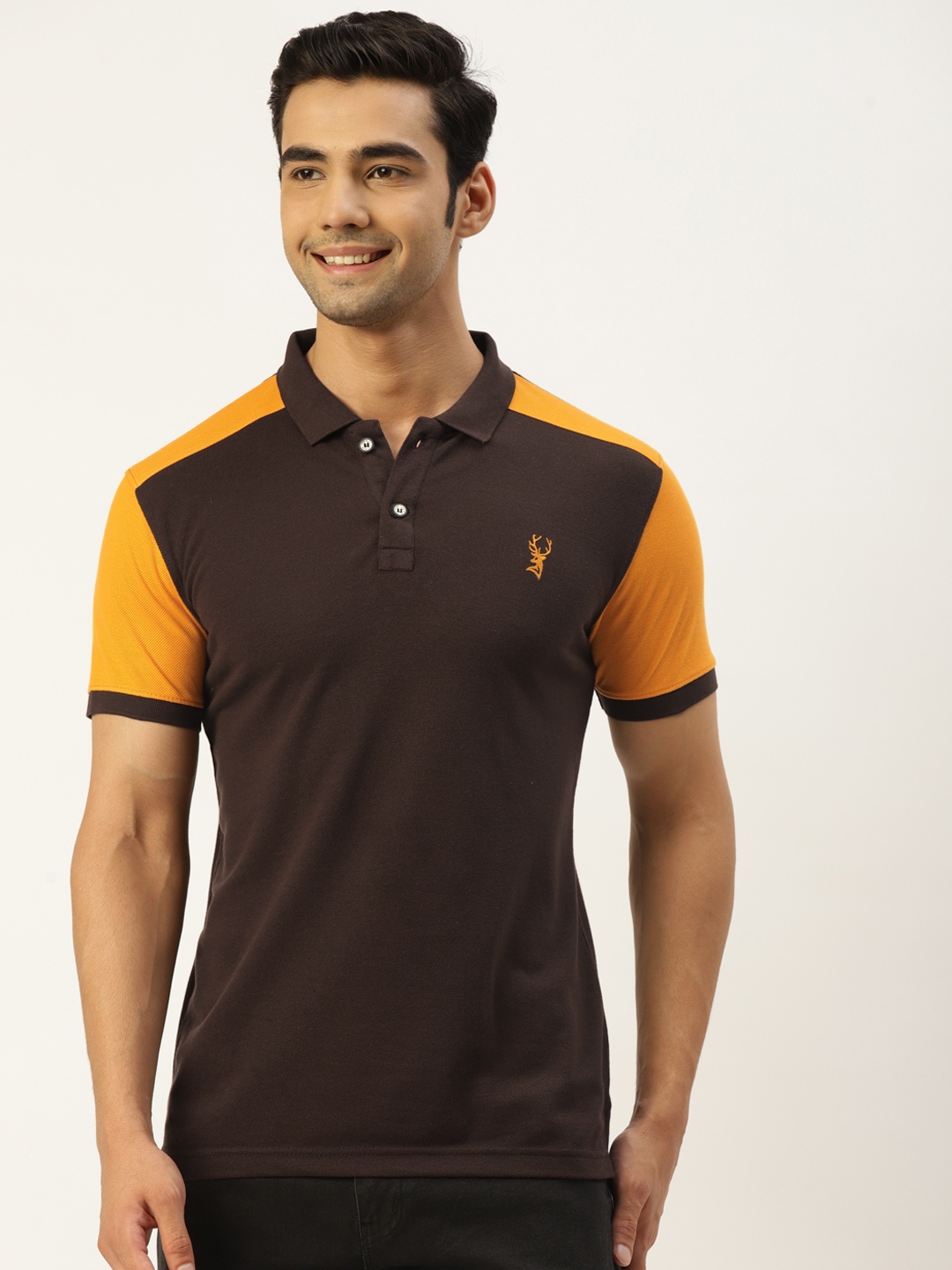 

PORTBLAIR Men Brown Solid Polo Collar T-shirt