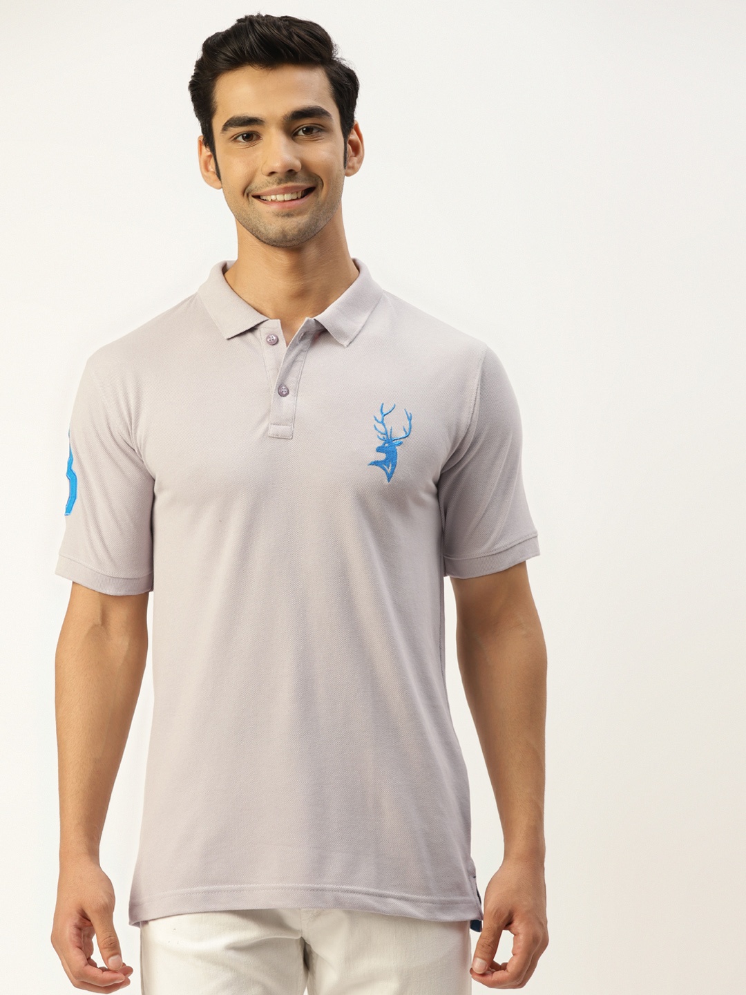 

PORTBLAIR Men Taupe Solid Polo Collar T-shirt