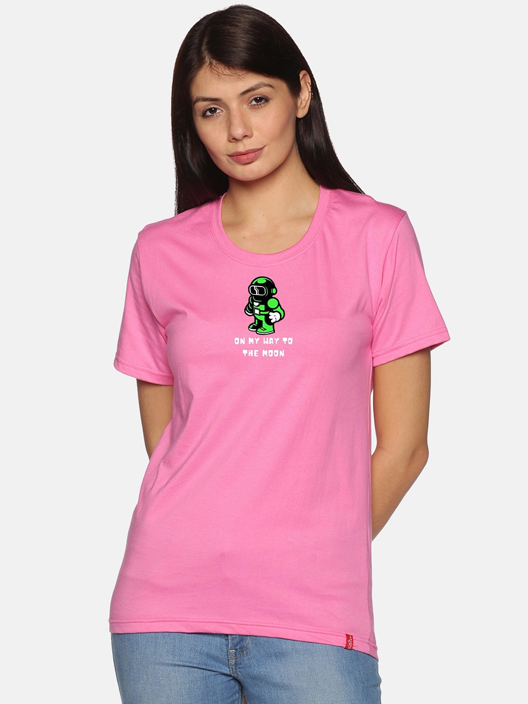 

NOT YET by us Women Pink Printed T-shirt