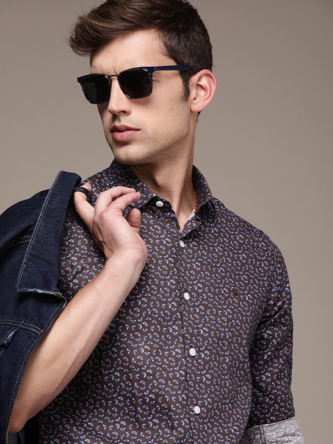 

SIMON CARTER LONDON Men Brown Slim Fit Printed Casual Shirt