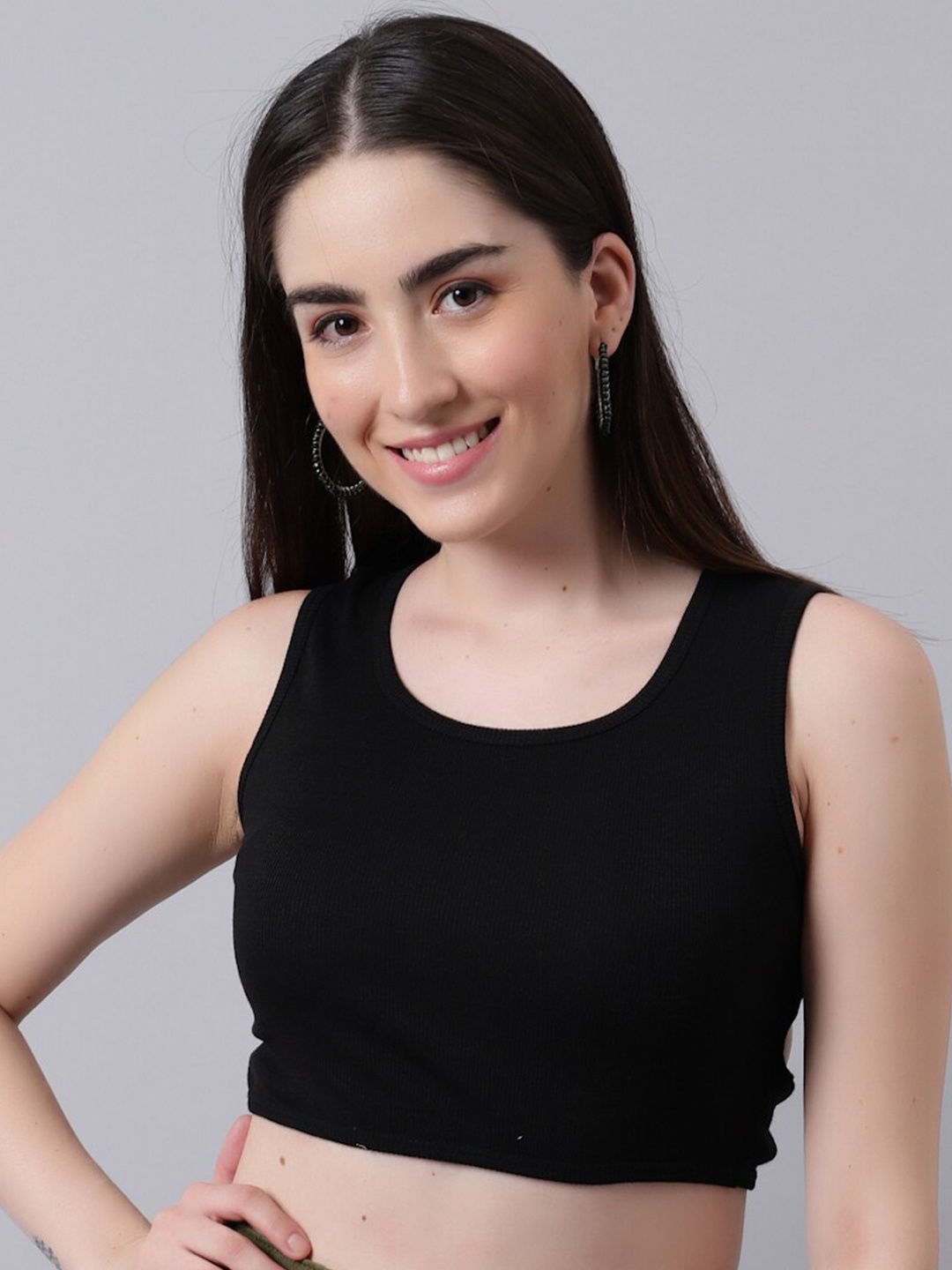 

River Of Design Jeans Women Black Crop Top