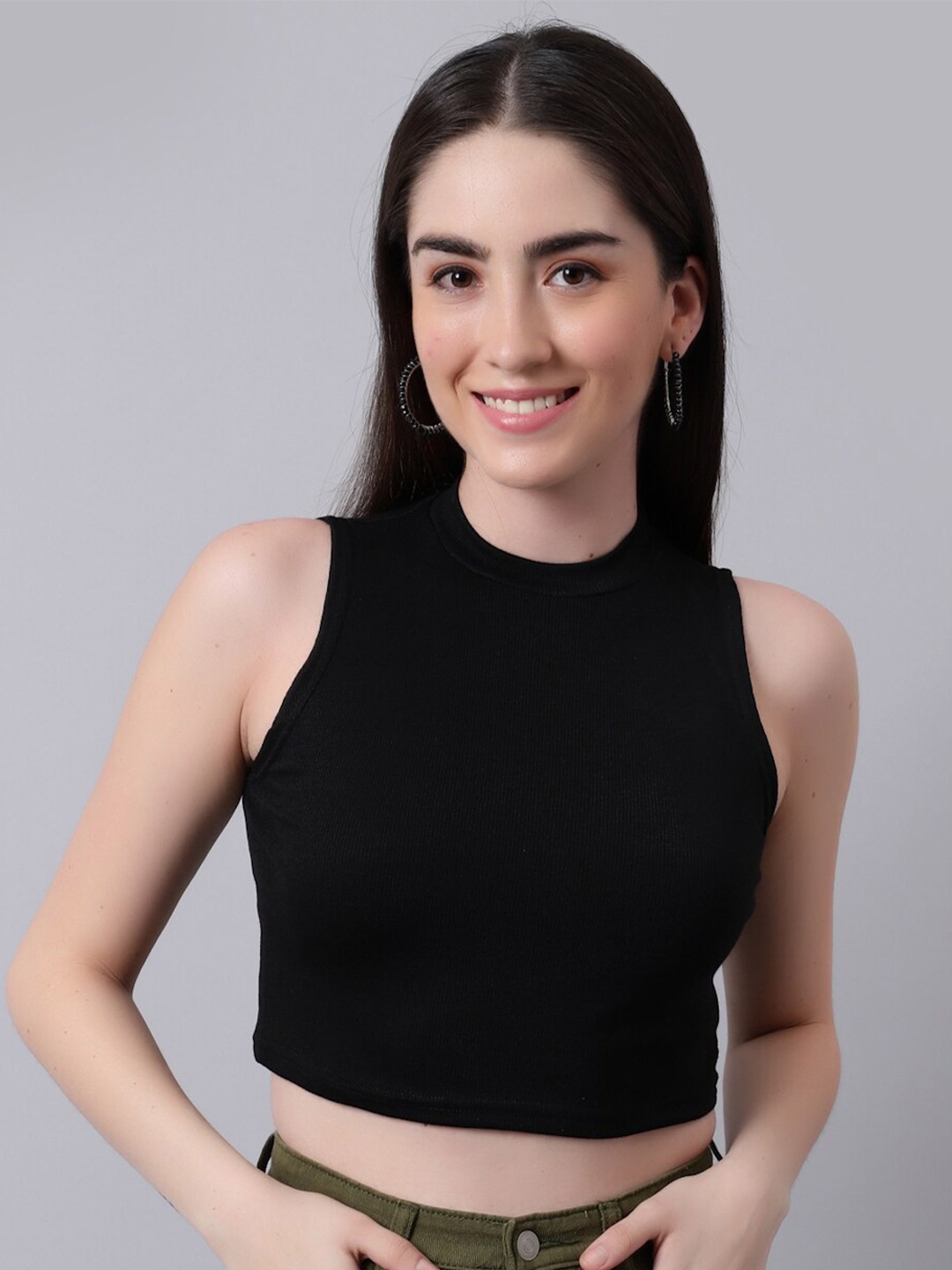 

River Of Design Jeans Women Black Crop Top