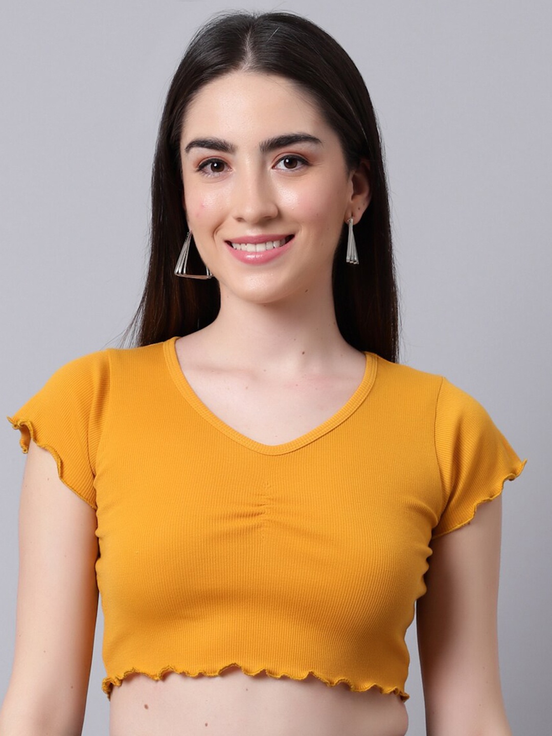 

River Of Design Jeans Women Mustard Yellow Crop Top