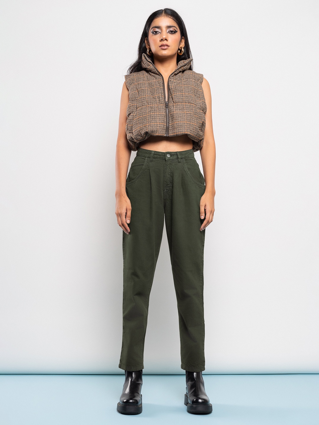 

FREAKINS Women Olive Green Relaxed Fit High-Rise Jeans