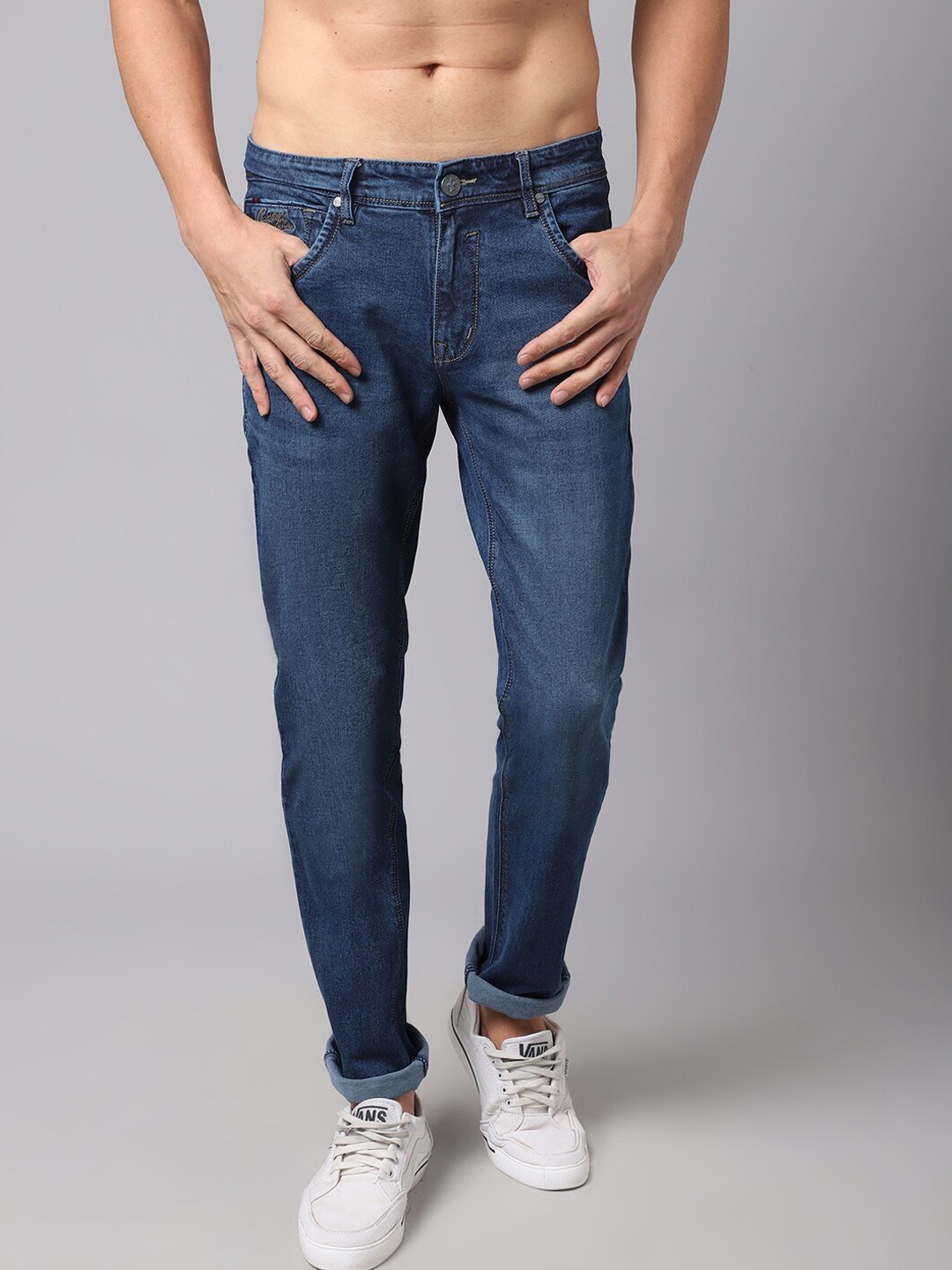 

Cantabil Men Blue Regular Fit Light Fade Stretchable Jeans
