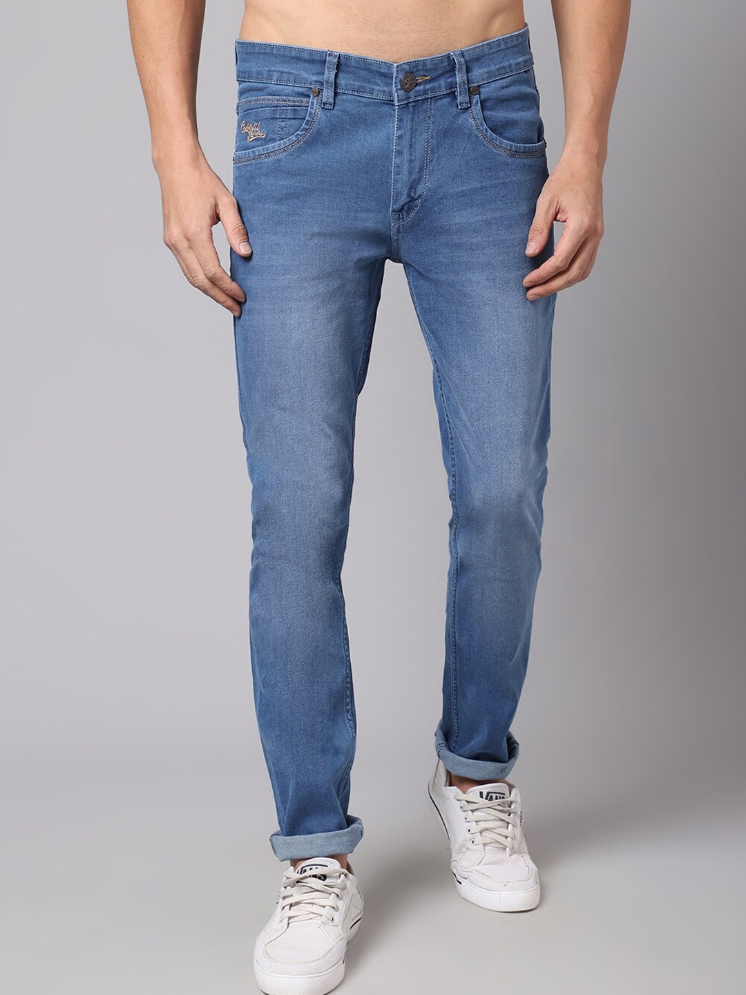 

Cantabil Men Blue Light Fade Stretchable Jeans