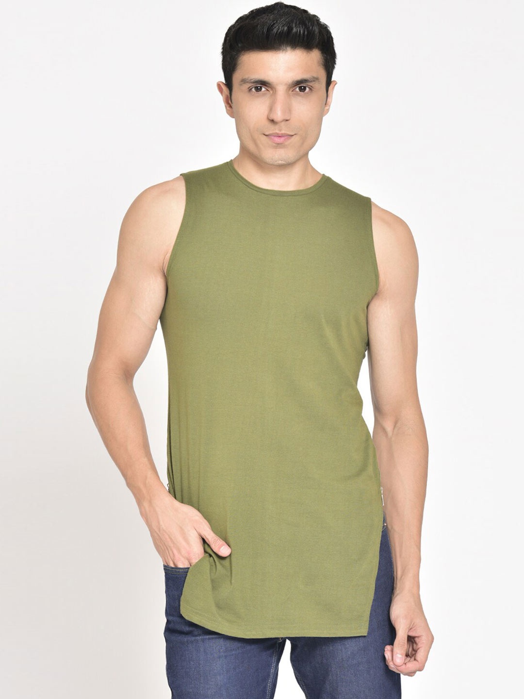 

Tinted Men Olive Green Cotton T-shirt