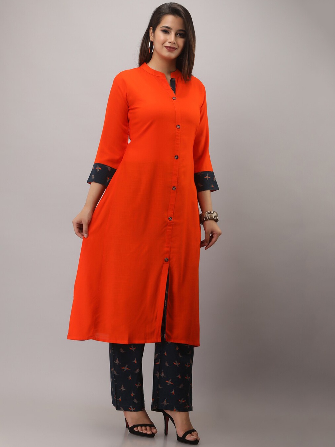 

MAUKA Women Orange Kurta with Palazzos