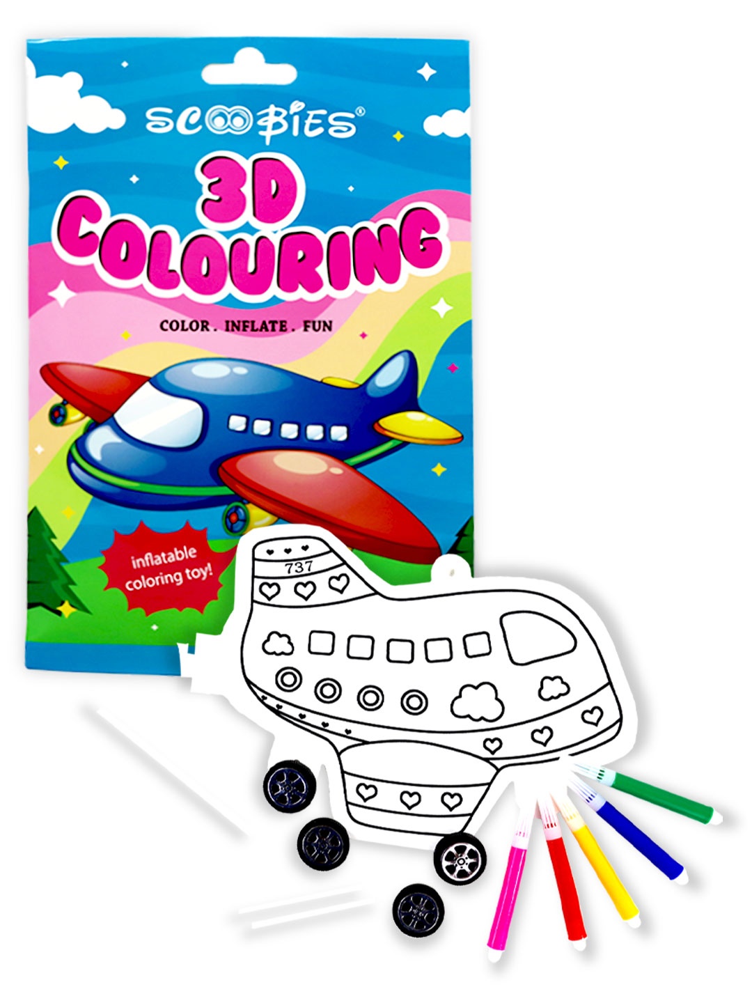 

SCOOBIES Kids White Inflatables Plane Activity Toys and Games