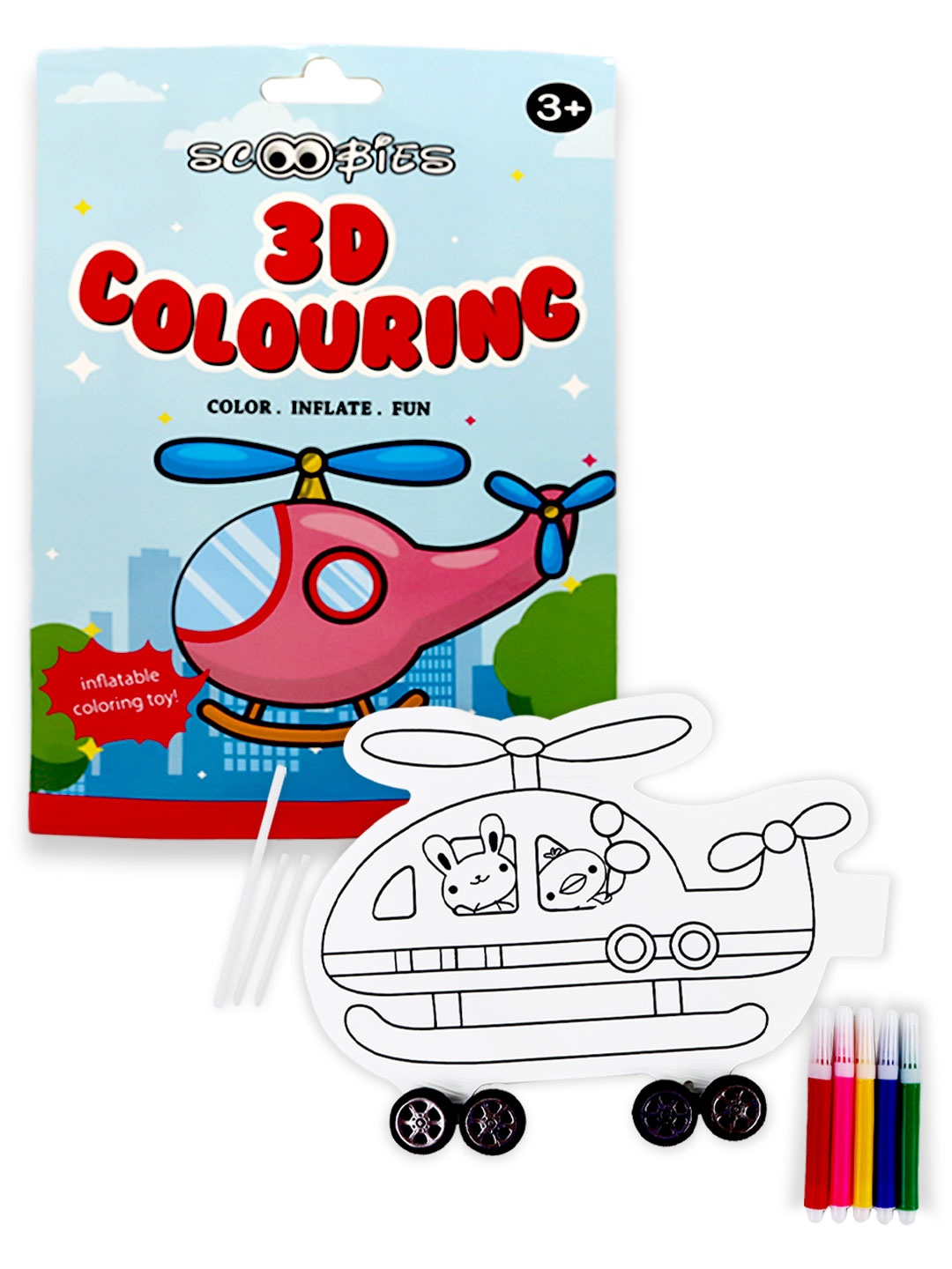 

SCOOBIES Kids Multicolour 3D Helicopter Sketch Book With Marker, Multi