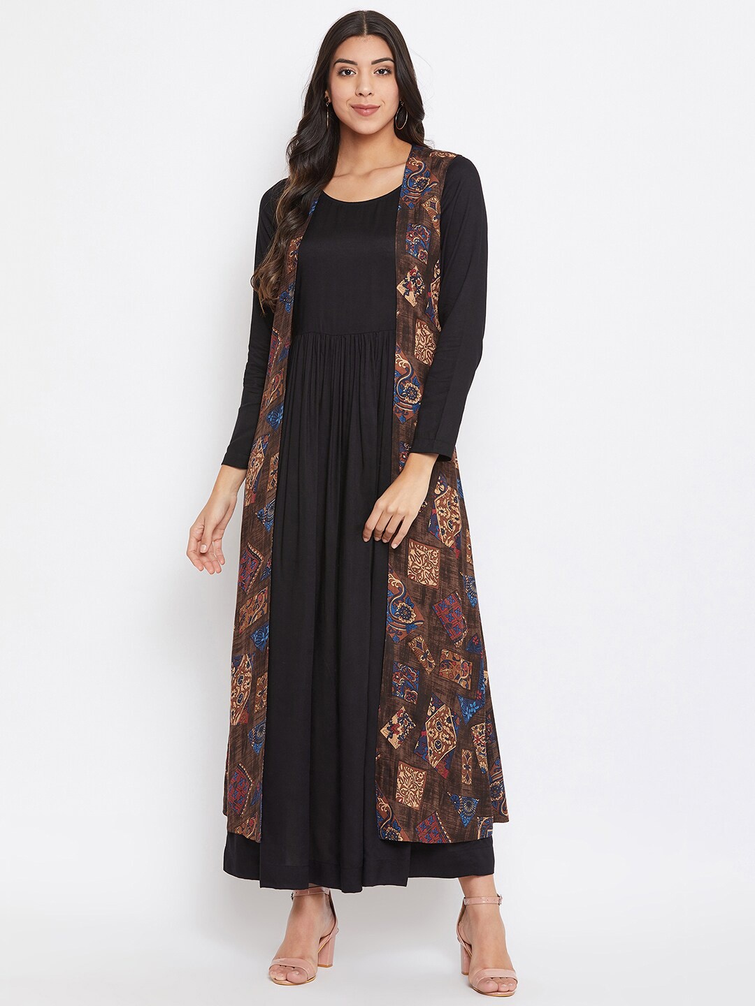 

HELLO DESIGN Black Formal Maxi Dress with Shrug