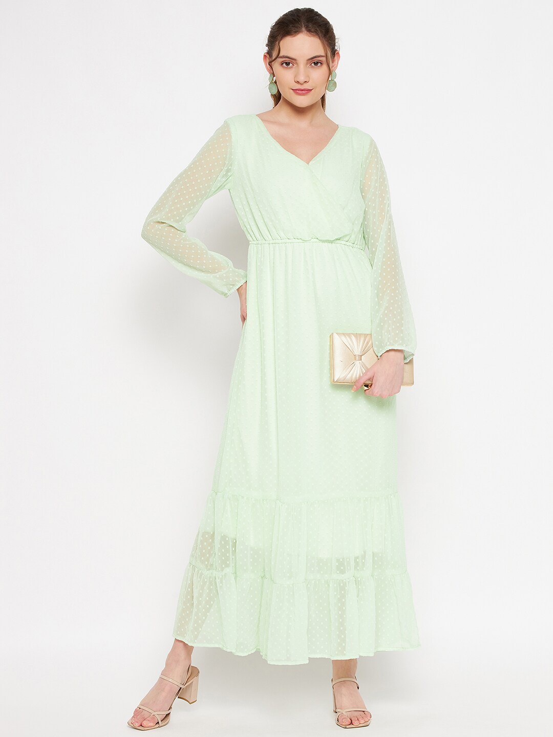 

HELLO DESIGN Green Georgette Maxi Dress