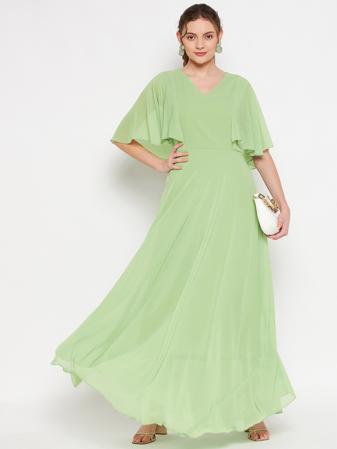 

HELLO DESIGN Green Georgette Maxi Dress