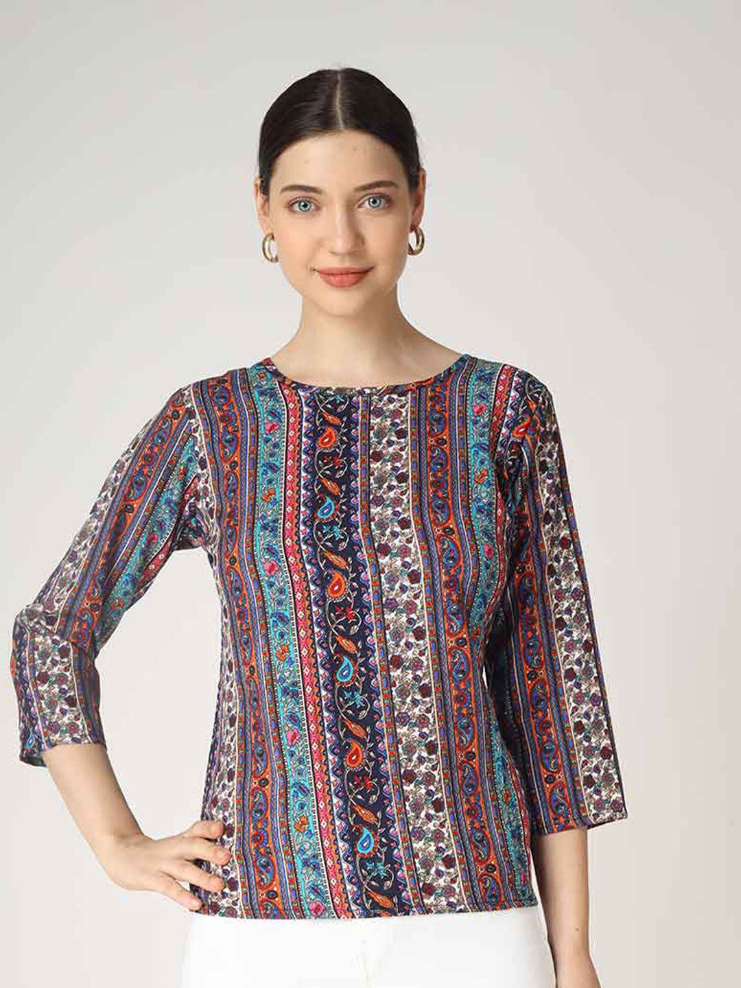 

The Label Bar Blue Print Crepe Top