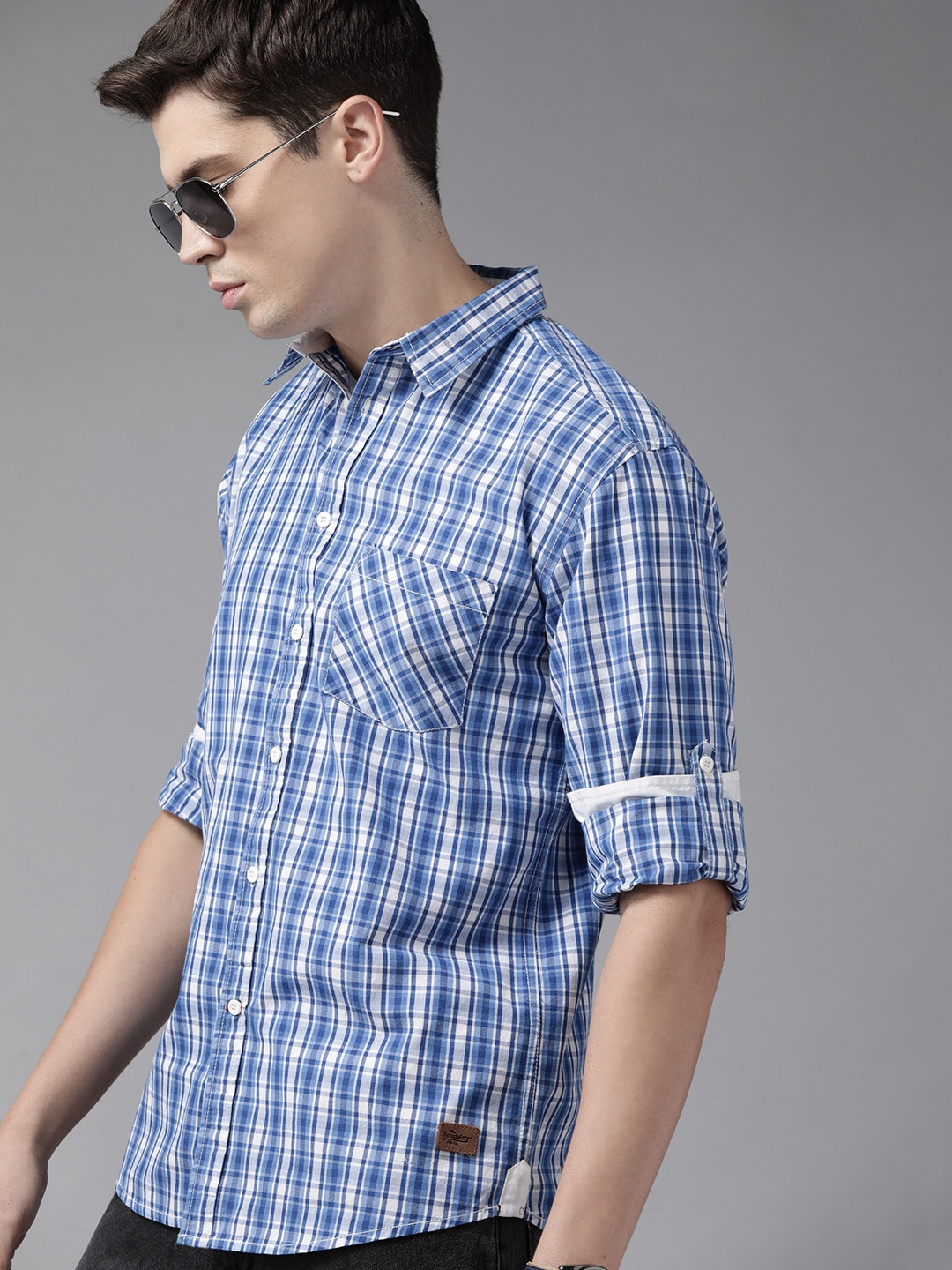 

Roadster Men Blue Comfort Tartan Checks Checked Casual Shirt