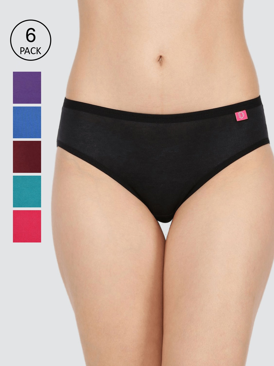 

Dollar Missy Pack of 6 Inner Elasticated Hipster Panty, Multi