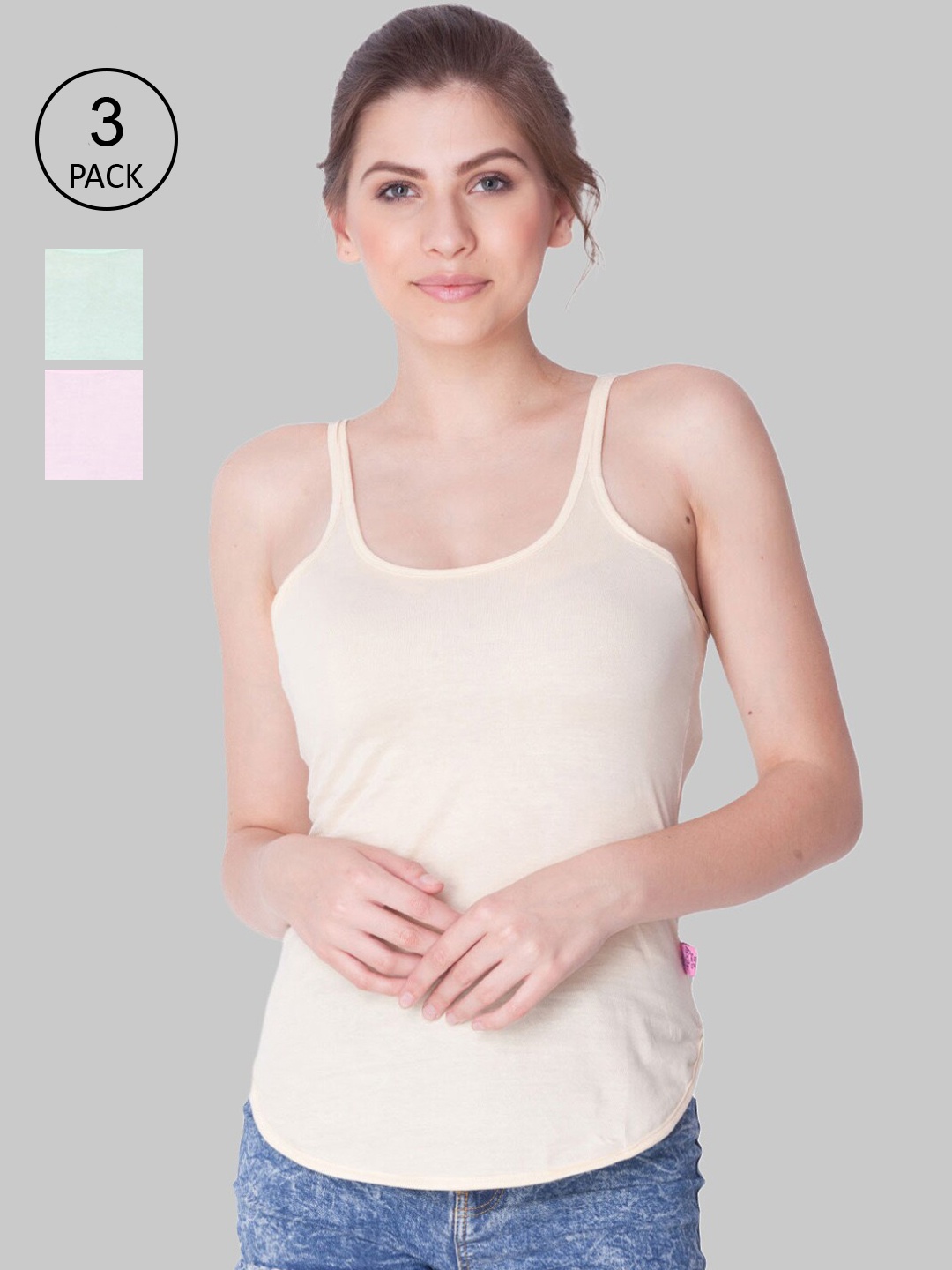 

Dollar Missy Pack of 3 Women Combed Cotton Camisole, Orange