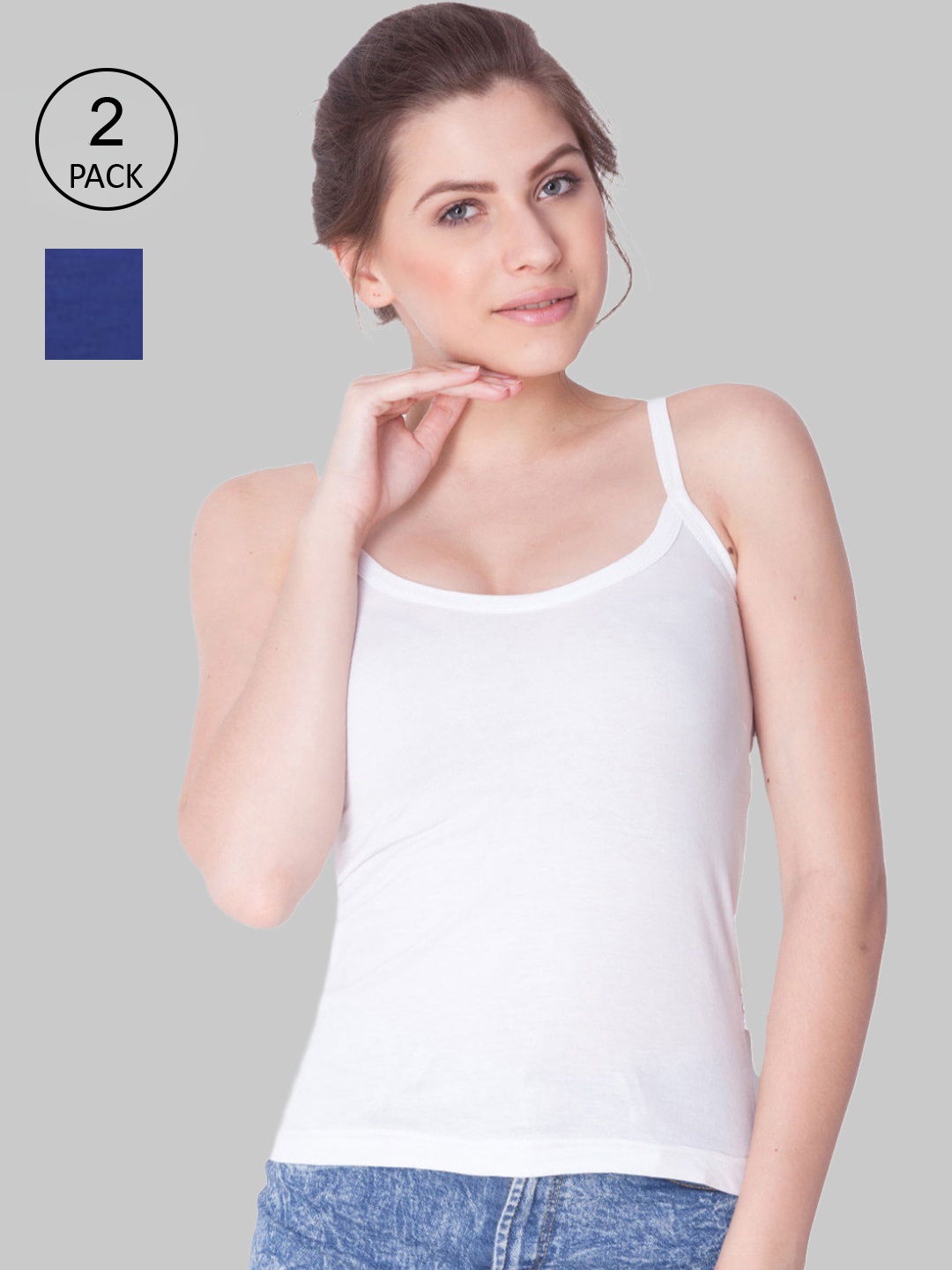 

Dollar Missy Pack of 2 Women Combed Cotton Camisole, White