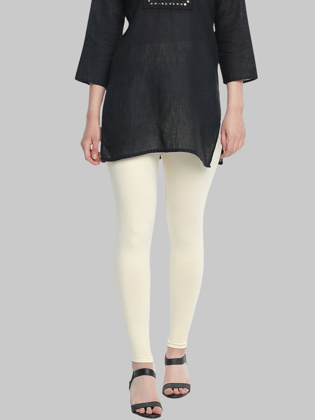 Dollar Missy Women Off-White Solid Slim-Fit Ankle Length Leggings