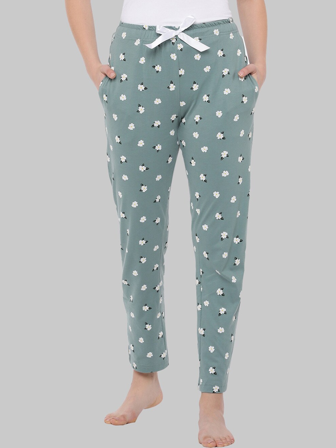 

Dollar Missy Women Grey Printed Pure Cotton Lounge Pants