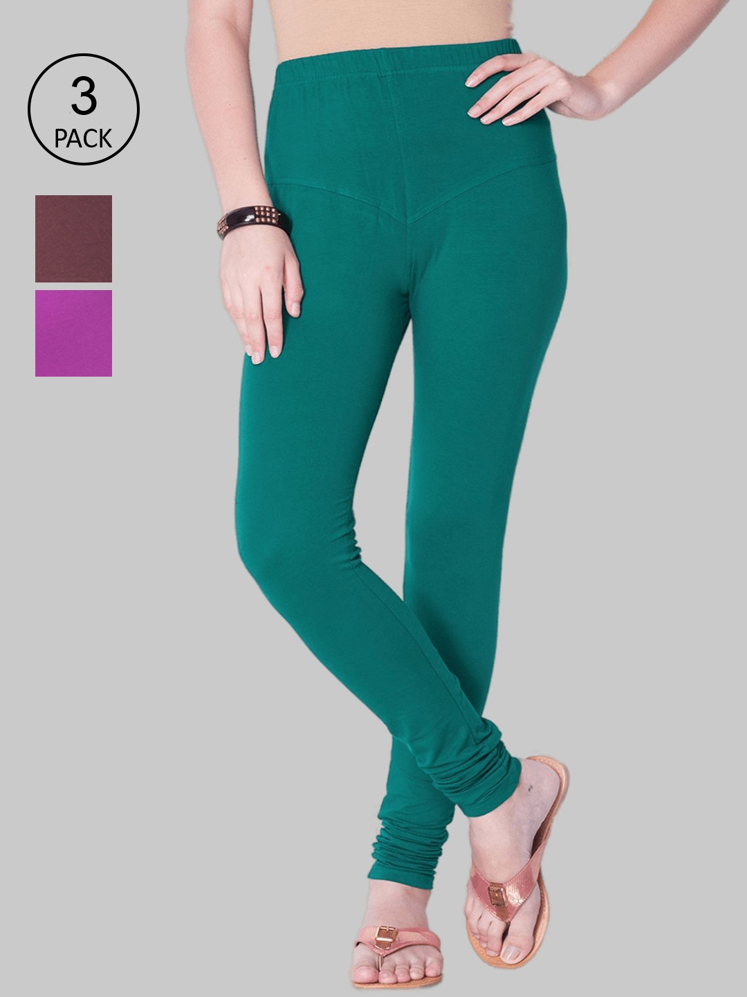 

Dollar Missy Women Pack of 3 Solid Slim-Fit Ankle-Length Leggings, Lavender