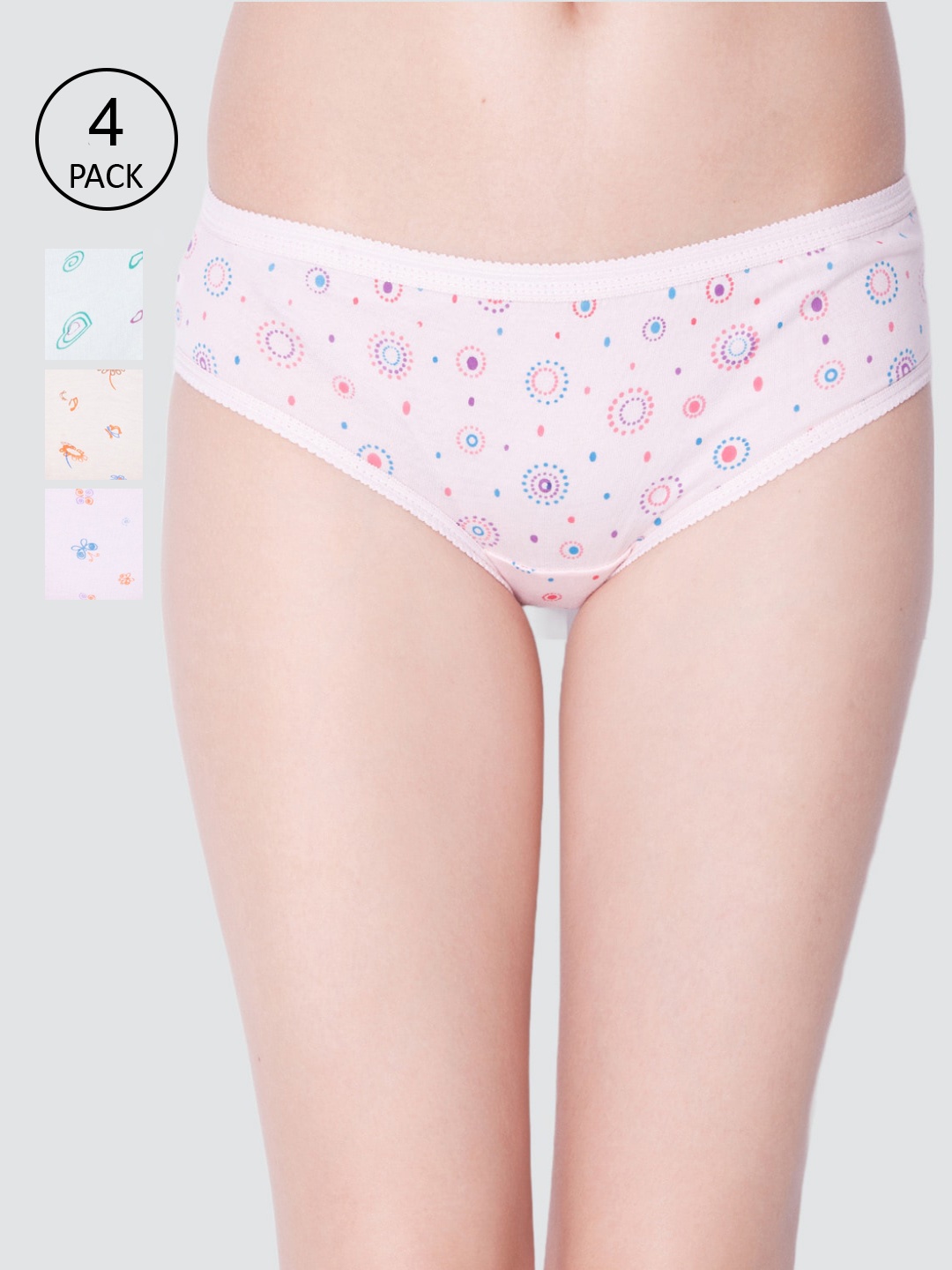 

Dollar Missy Pack of 4 Outer Elasticated Hipster Panty MMBB-101L#R3#S2-OE-PO4, Pink