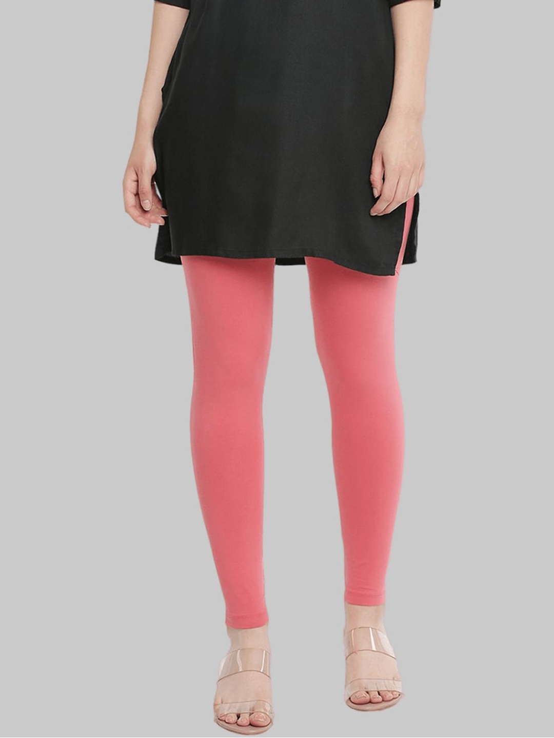 Dollar Missy Women Peach Colored Solid Slim-Fit Ankle Length Leggings