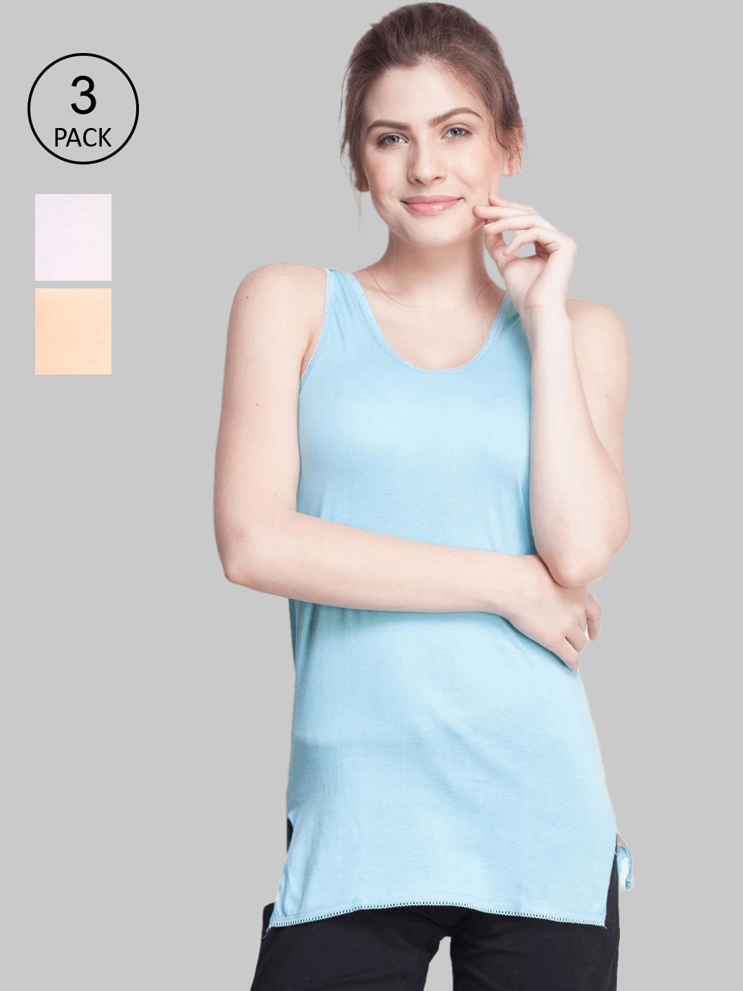 

Dollar Missy Pack of 3 Combed Cotton Camisole MMBB-361#R3#S2-LO-LP-LB-PO3, Orange