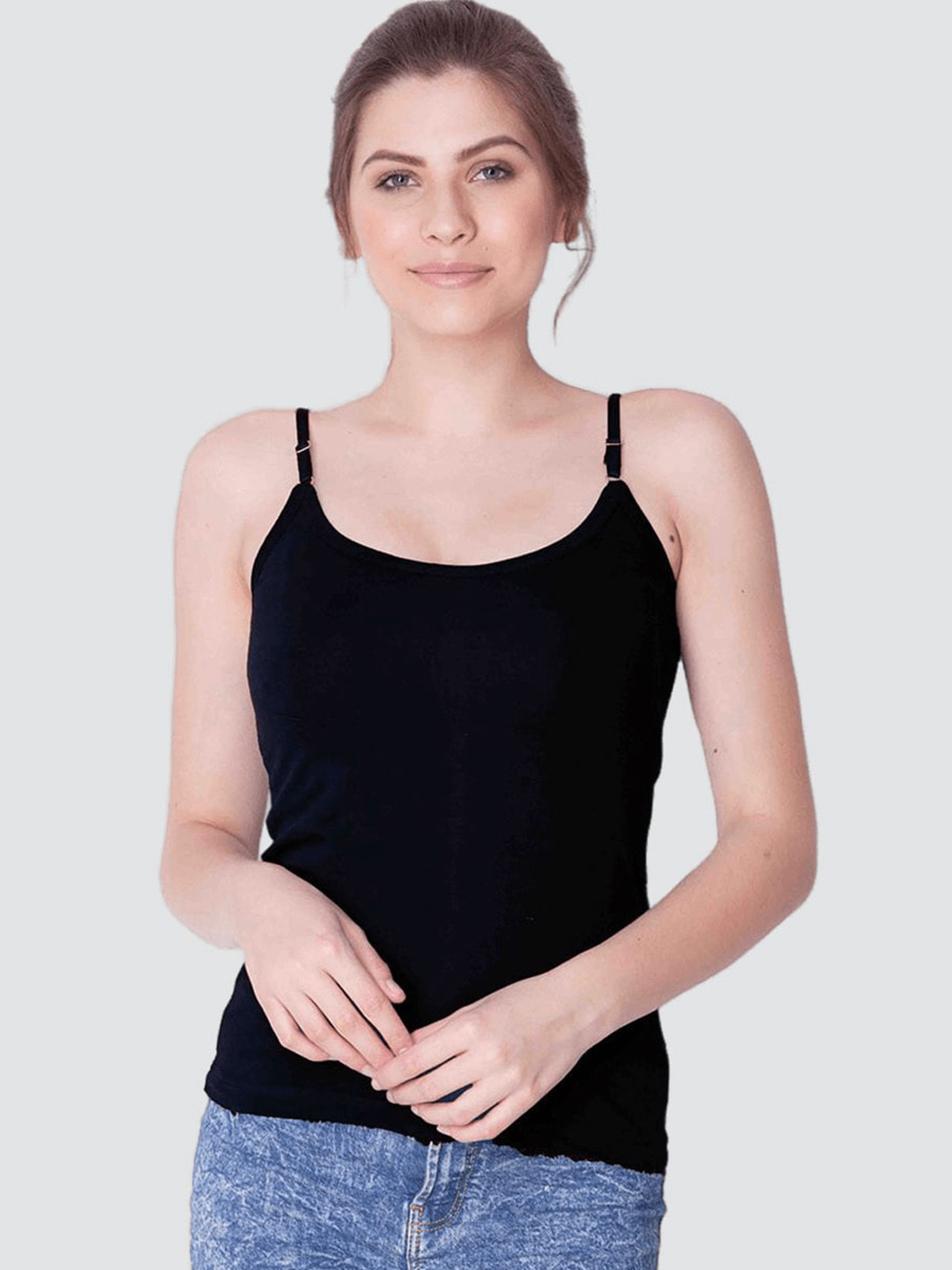 

Dollar Missy Pack of 3 Women Combed Cotton Camisole, Black