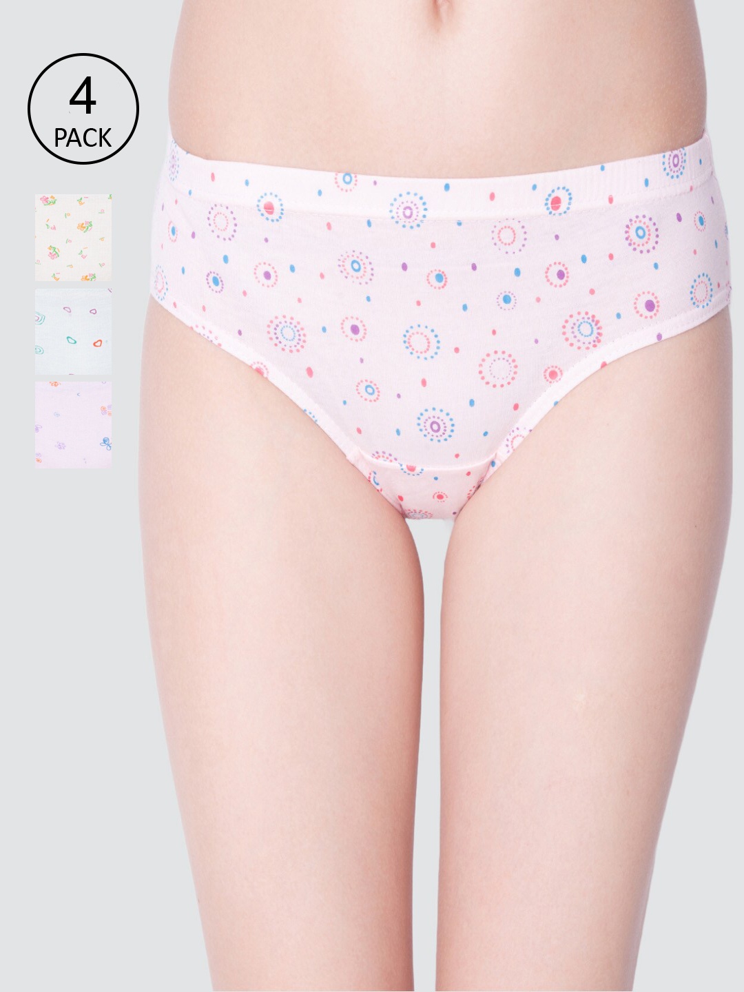 

Dollar Missy Pack of 4 Inner Elasticated Hipster Panty MMBP-121L#R3#S2-IE-PO4, Pink
